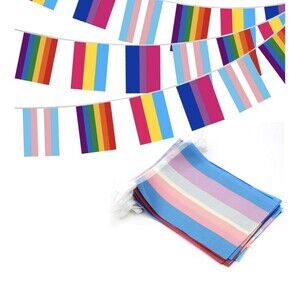 Rainbow Pride Flag Banner LGBTQ Gay Bisexual Pansexual Transgender Parade NWT